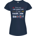 Raise Aim Shoot Funny Archery Archer Womens Petite Cut T-Shirt Navy Blue