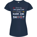 Raise Aim Shoot Funny Archery Archer Womens Petite Cut T-Shirt Navy Blue