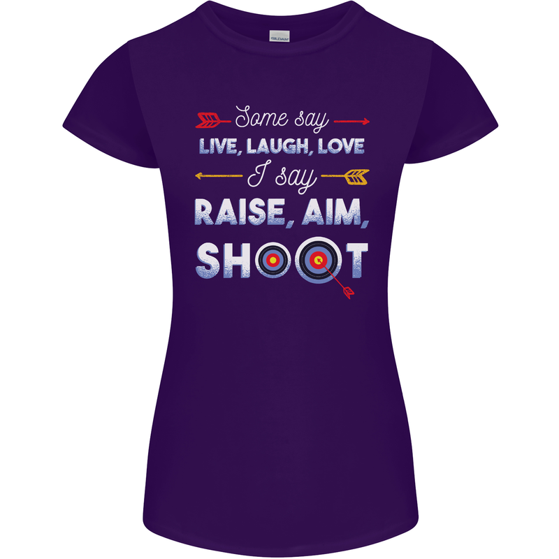 Raise Aim Shoot Funny Archery Archer Womens Petite Cut T-Shirt Purple