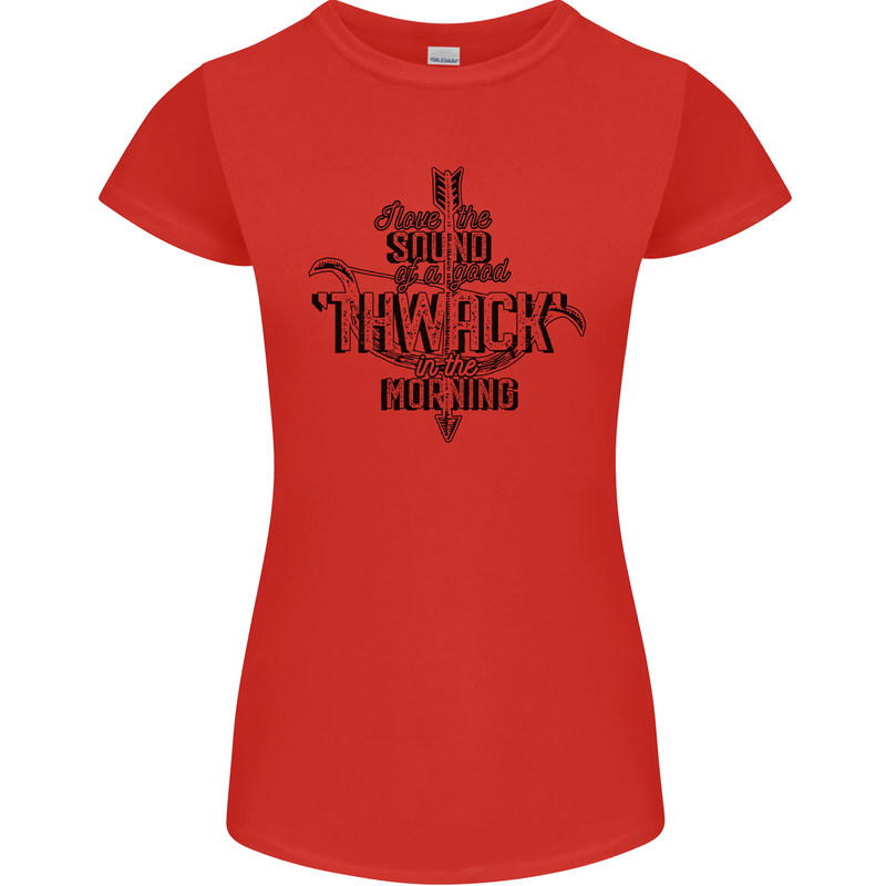 Raise Aim Shoot Funny Archery Archer Womens Petite Cut T-Shirt Red