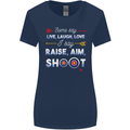 Raise Aim Shoot Funny Archery Archer Womens Wider Cut T-Shirt Navy Blue