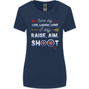 Raise Aim Shoot Funny Archery Archer Womens Wider Cut T-Shirt Navy Blue