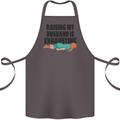 Raising My Husband Is Exhausting Cotton Apron 100% Organic Dark Grey