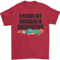 Raising My Husband Is Exhausting Mens T-Shirt Cotton Gildan Red
