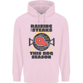 Raising the Steaks Funny BBQ Grill Childrens Kids Hoodie Light Pink