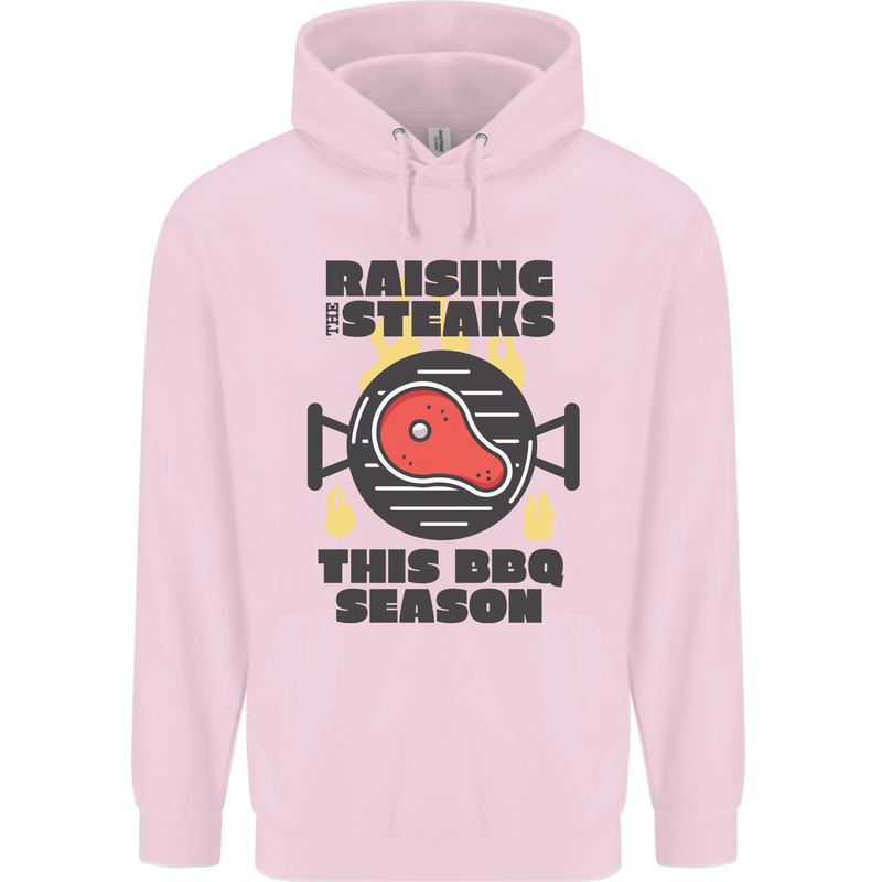 Raising the Steaks Funny BBQ Grill Childrens Kids Hoodie Light Pink