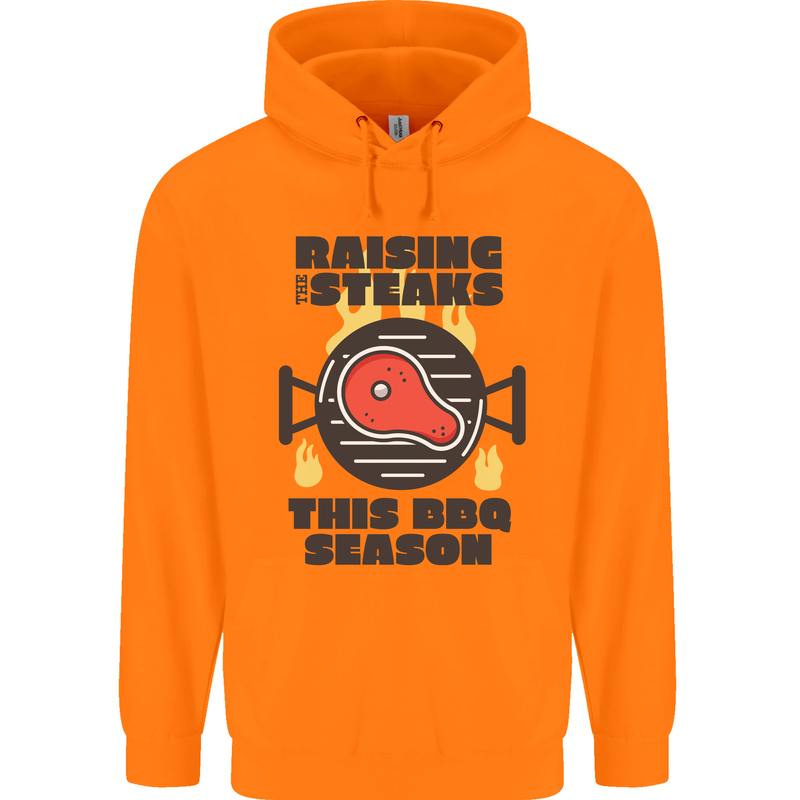 Raising the Steaks Funny BBQ Grill Childrens Kids Hoodie Orange