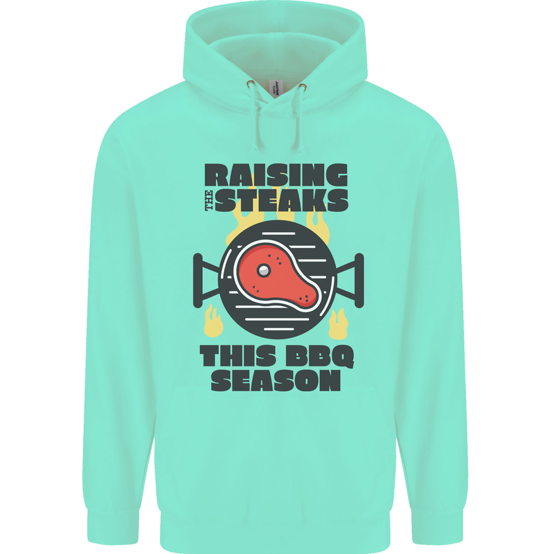 Raising the Steaks Funny BBQ Grill Childrens Kids Hoodie Peppermint