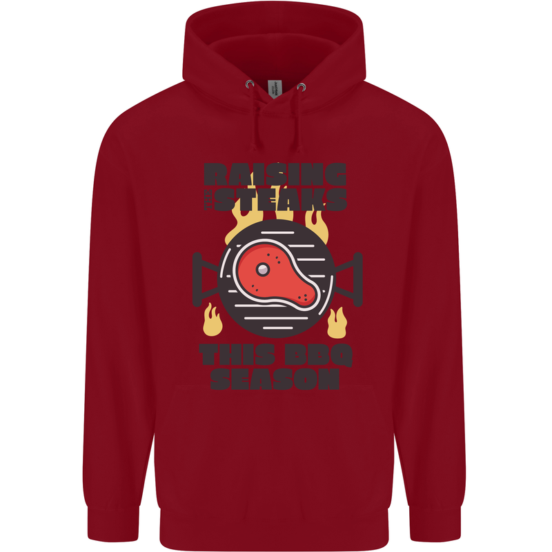 Raising the Steaks Funny BBQ Grill Childrens Kids Hoodie Red