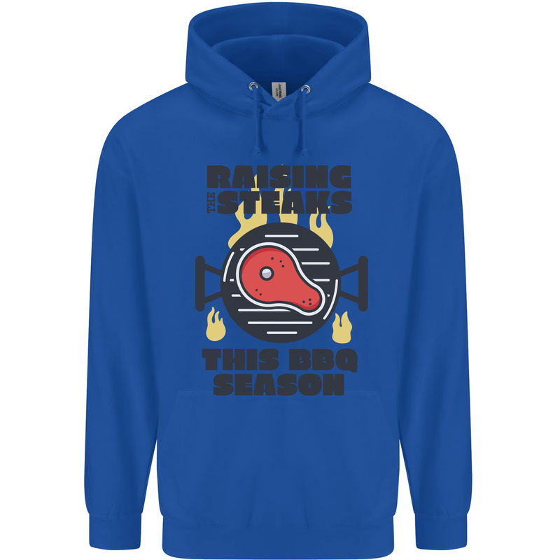 Raising the Steaks Funny BBQ Grill Childrens Kids Hoodie Royal Blue