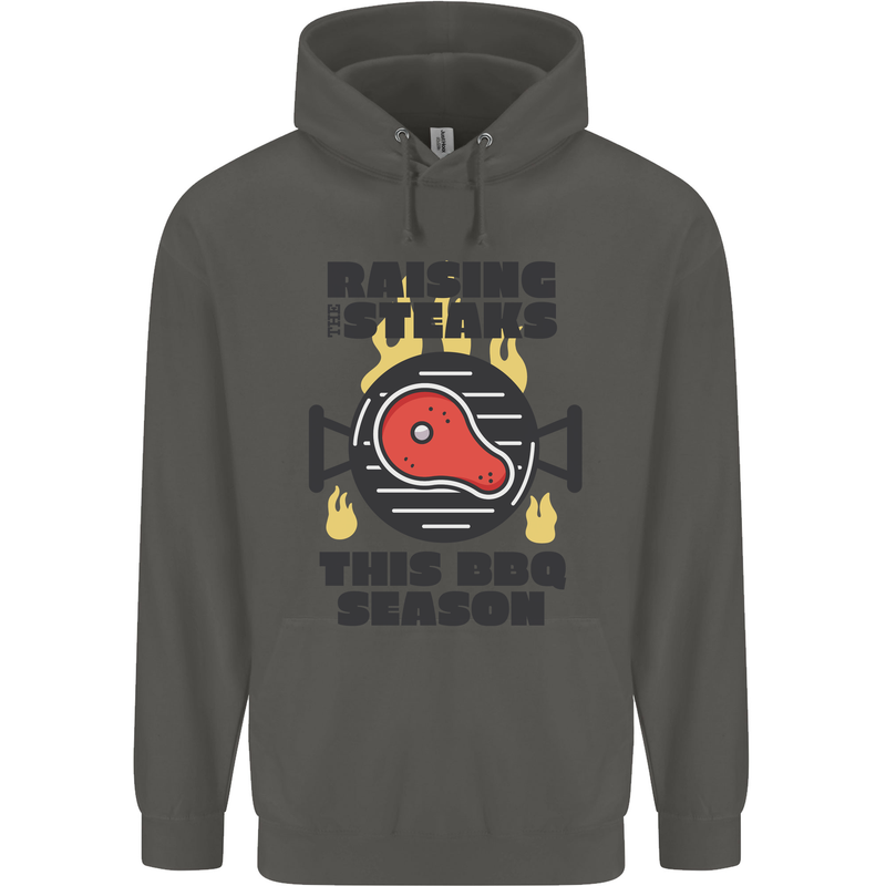 Raising the Steaks Funny BBQ Grill Childrens Kids Hoodie Storm Grey