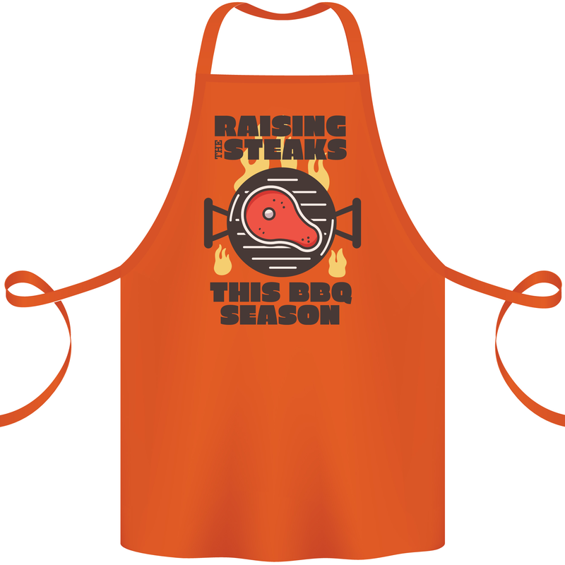 Raising the Steaks Funny BBQ Grill Cotton Apron 100% Organic Orange