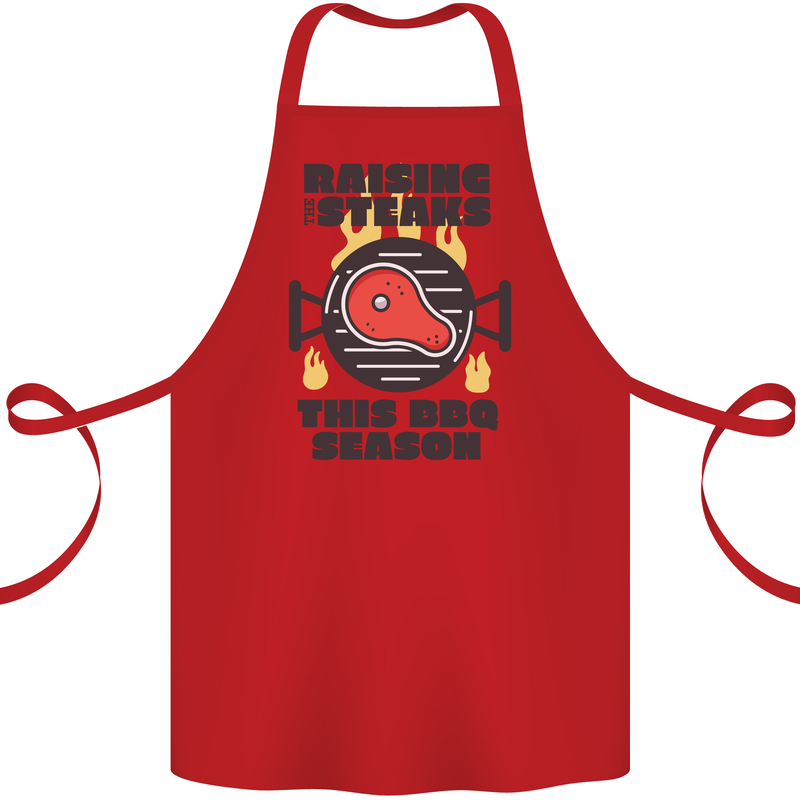 Raising the Steaks Funny BBQ Grill Cotton Apron 100% Organic Red