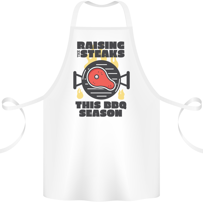 Raising the Steaks Funny BBQ Grill Cotton Apron 100% Organic White