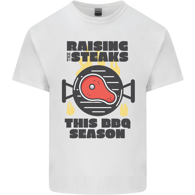 Raising the Steaks Funny BBQ Grill Kids T-Shirt Childrens White