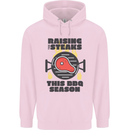 Raising the Steaks Funny BBQ Grill Mens 80% Cotton Hoodie Light Pink
