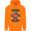 Raising the Steaks Funny BBQ Grill Mens 80% Cotton Hoodie Orange