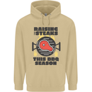 Raising the Steaks Funny BBQ Grill Mens 80% Cotton Hoodie Sand