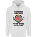 Raising the Steaks Funny BBQ Grill Mens 80% Cotton Hoodie White