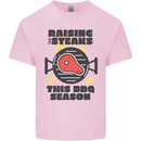 Raising the Steaks Funny BBQ Grill Mens Cotton T-Shirt Tee Top Light Pink