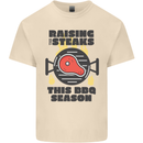 Raising the Steaks Funny BBQ Grill Mens Cotton T-Shirt Tee Top Natural