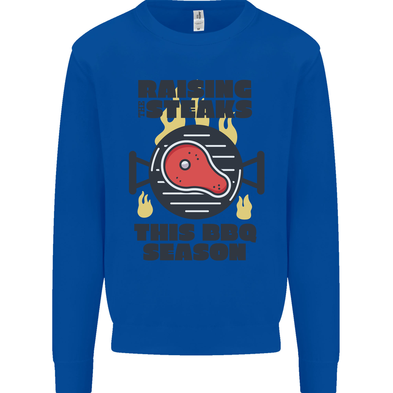 Raising the Steaks Funny BBQ Grill Mens Sweatshirt Jumper Royal Blue