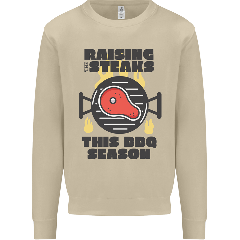 Raising the Steaks Funny BBQ Grill Mens Sweatshirt Jumper Sand