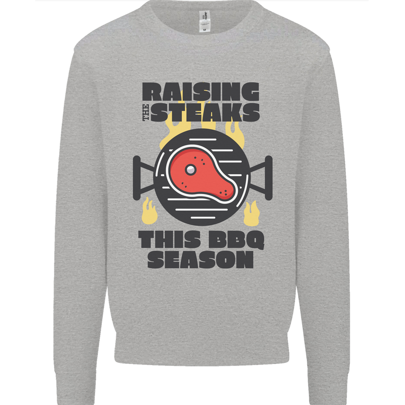 Raising the Steaks Funny BBQ Grill Mens Sweatshirt Jumper Sports Grey