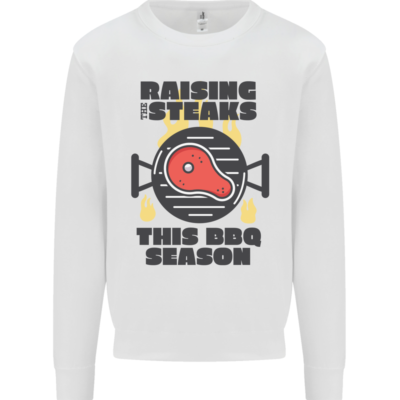 Raising the Steaks Funny BBQ Grill Mens Sweatshirt Jumper White
