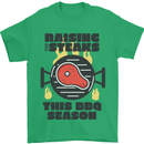 Raising the Steaks Funny BBQ Grill Mens T-Shirt 100% Cotton Irish Green