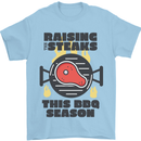 Raising the Steaks Funny BBQ Grill Mens T-Shirt 100% Cotton Light Blue