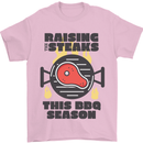 Raising the Steaks Funny BBQ Grill Mens T-Shirt 100% Cotton Light Pink