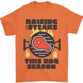 Raising the Steaks Funny BBQ Grill Mens T-Shirt 100% Cotton Orange