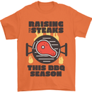 Raising the Steaks Funny BBQ Grill Mens T-Shirt 100% Cotton Orange