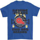 Raising the Steaks Funny BBQ Grill Mens T-Shirt 100% Cotton Royal Blue