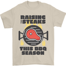 Raising the Steaks Funny BBQ Grill Mens T-Shirt 100% Cotton Sand
