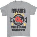 Raising the Steaks Funny BBQ Grill Mens T-Shirt 100% Cotton Sports Grey