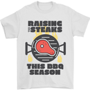 Raising the Steaks Funny BBQ Grill Mens T-Shirt 100% Cotton White