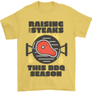 Raising the Steaks Funny BBQ Grill Mens T-Shirt 100% Cotton Yellow
