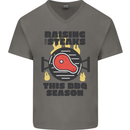 Raising the Steaks Funny BBQ Grill Mens V-Neck Cotton T-Shirt Charcoal