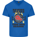 Raising the Steaks Funny BBQ Grill Mens V-Neck Cotton T-Shirt Royal Blue