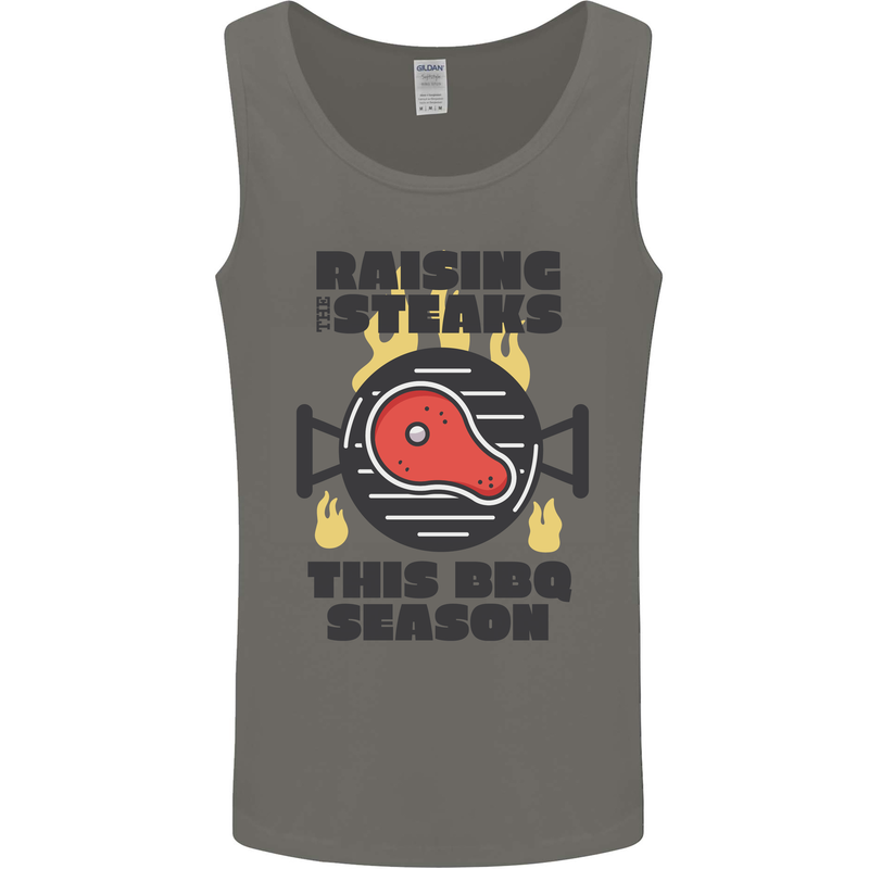 Raising the Steaks Funny BBQ Grill Mens Vest Tank Top Charcoal