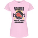 Raising the Steaks Funny BBQ Grill Womens Petite Cut T-Shirt Light Pink