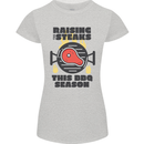Raising the Steaks Funny BBQ Grill Womens Petite Cut T-Shirt Sports Grey