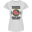 Raising the Steaks Funny BBQ Grill Womens Petite Cut T-Shirt White