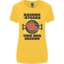 Raising the Steaks Funny BBQ Grill Womens Wider Cut T-Shirt Yellow