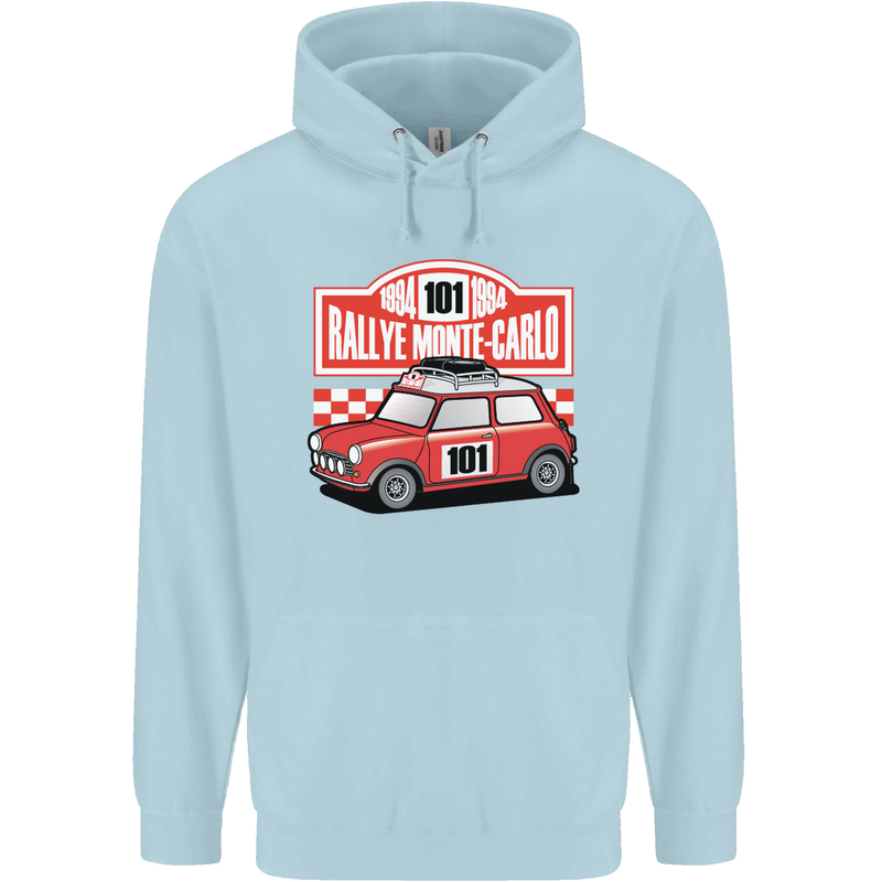Rallye Monte Carlo Mini Rally Car Childrens Kids Hoodie Light Blue