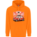 Rallye Monte Carlo Mini Rally Car Childrens Kids Hoodie Orange