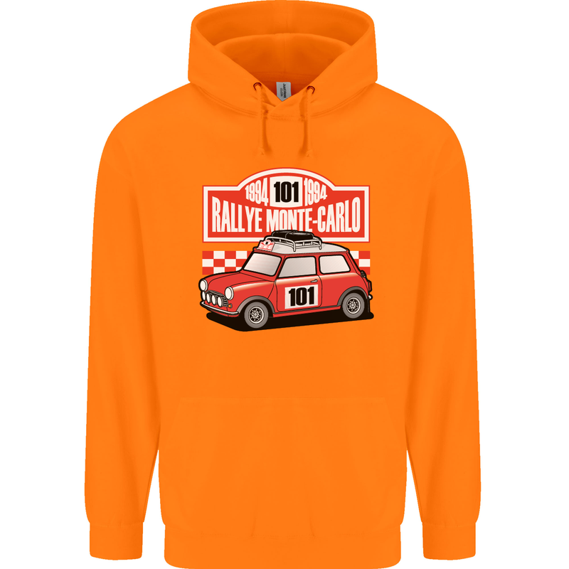 Rallye Monte Carlo Mini Rally Car Childrens Kids Hoodie Orange