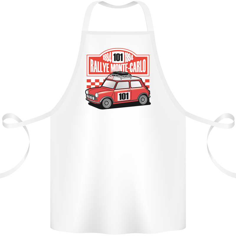 Rallye Monte Carlo Mini Rally Car Cotton Apron 100% Organic White